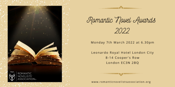 Romantic Novel Awards 2022 . 7th March at 6.30pm at the Leonardo Royal Hotel London City, 8-14 Cooper's Row, London, EC3N 2BQ