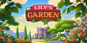Cartoon depiction of a house in the middle of trees with Lily's Garden written over the top