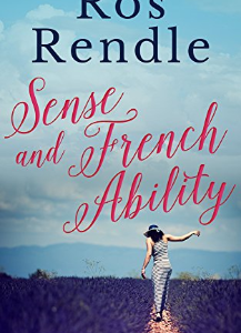 The cover of Sense and French Ability showing a woman walking through a lavender field.