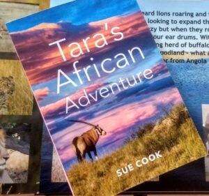 Picture of Tara's African adventure book, antelope on velt with sunrise